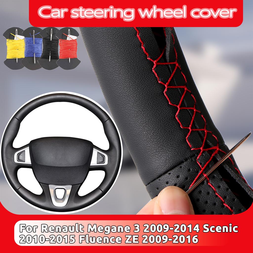 OEM Style For Renault Megane 3 2009-2014 Scenic 2010-2015 Fluence ZE 2009-2016 Microfiber Leather Car Steering Wheel Cover
