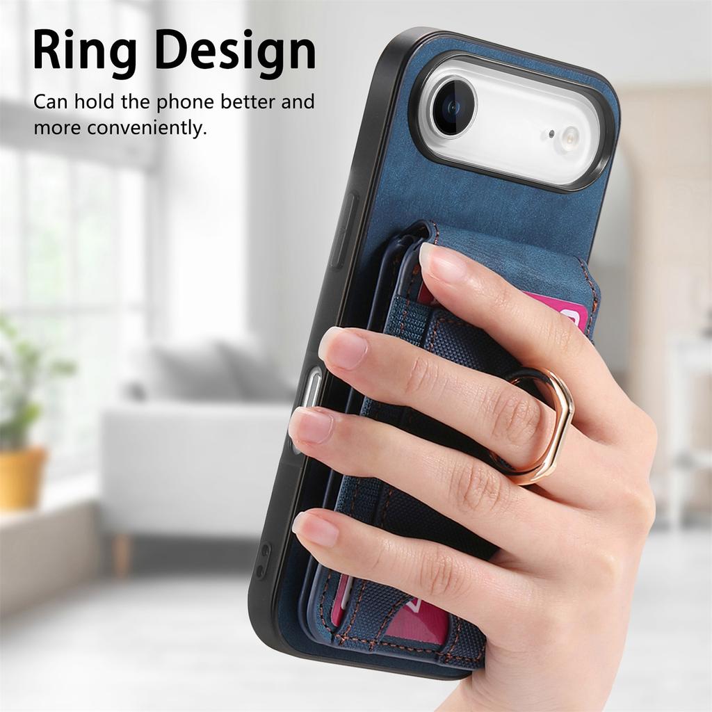 For iPhone Air Case Compatible with MagSafe Leather Back Cover with Detachable Card Holder Kickstand