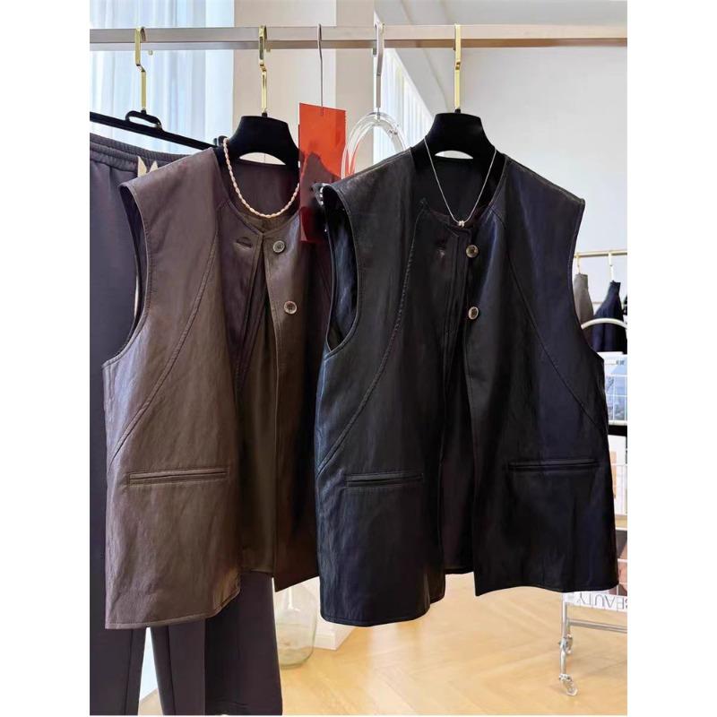 Women Sleeveless Spliced Vest With Pockets Commute Style
