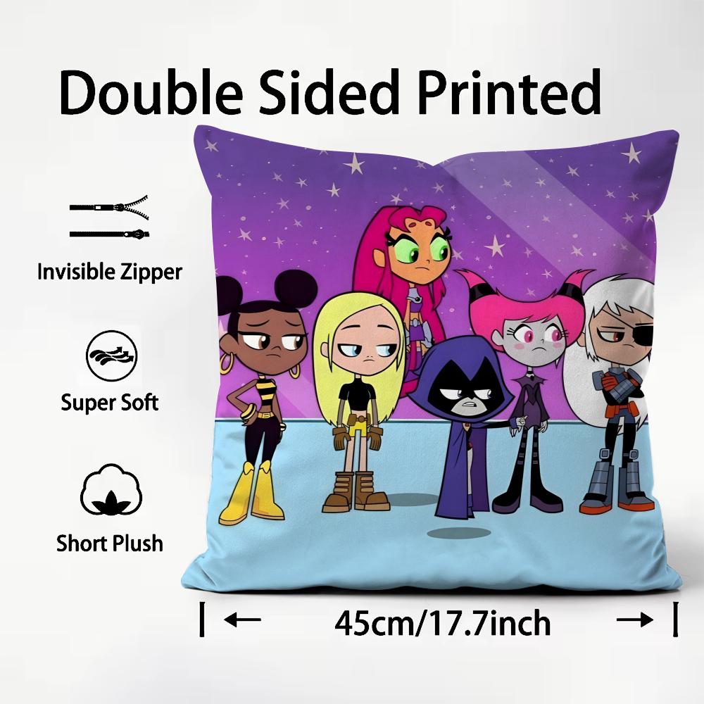 anime Teen Titans Go! Cushion Cover Comfortable Reversible Pillow Cover Ideal for Car Sofa Bedroom & Beyond