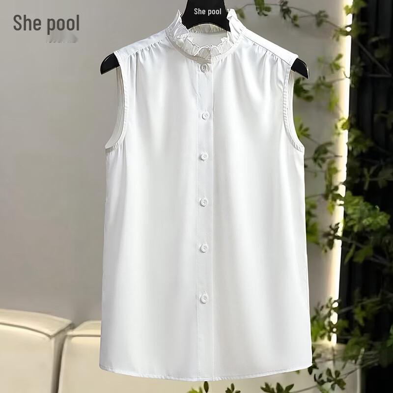 Elegant Hepburn Style Sleeveless Lace Blouse L