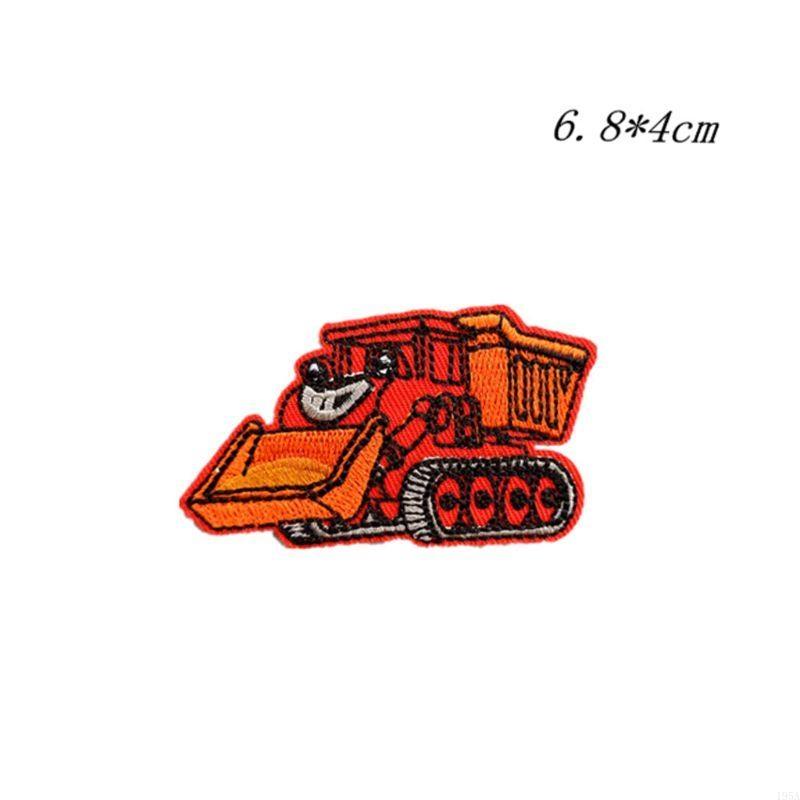 10Pcs DIY Engineering Vehicle Excavator Embroidery Fabric Clothes Patches Hot Melt Back Adhesive for Kids Shirts Pants Bag