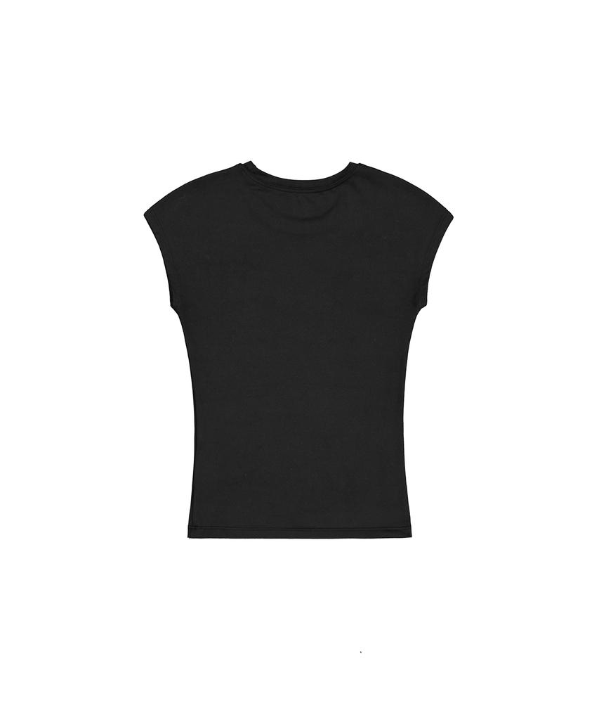 Iwaiial Antique Logo Cap Sleeve Top - Black