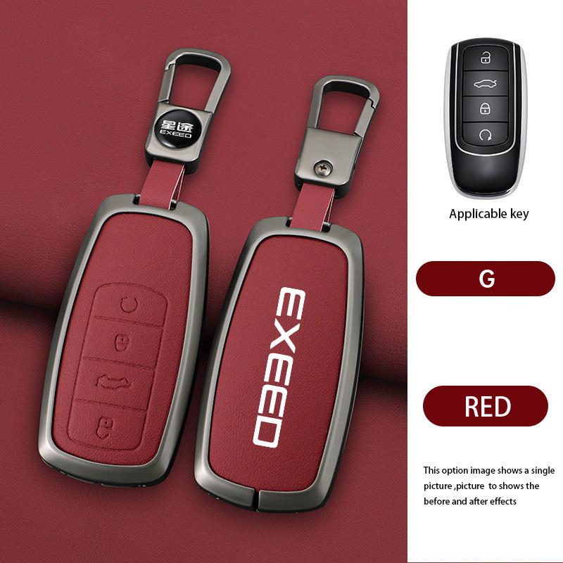 

Zinc Alloy Car Dedicated Leather Key Case For Chery Exeed Rx Suv -Present Holder Shell Remote Keychain Accessories