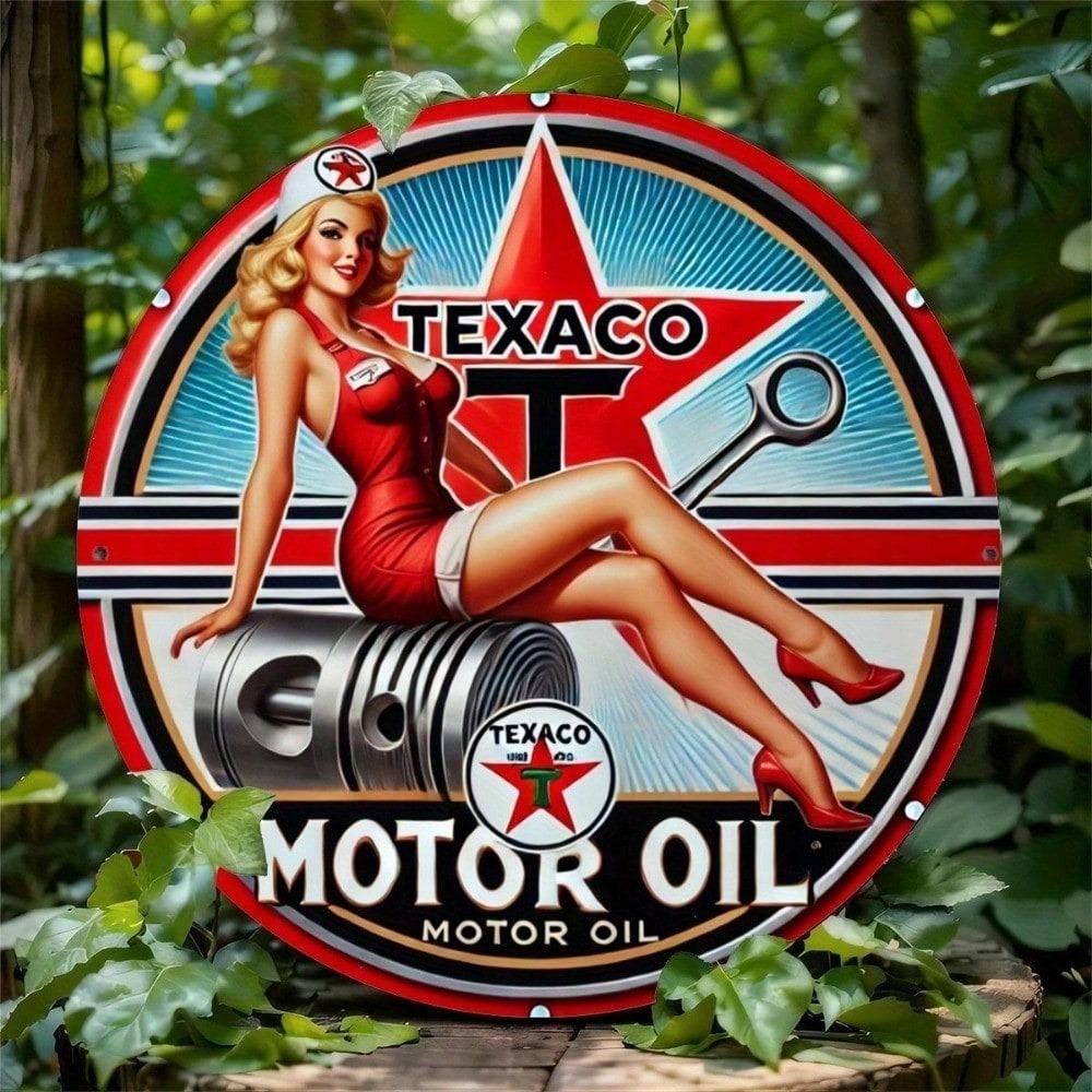 Texaco Vintage Gasoline Retro Metal Sign Man Cave Garage Wall Decor Weatherproof Rustic Tin Plaque
