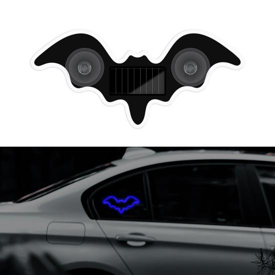 Solar Bat Shape LED Car Window Light Decorative Interior Atmosphere Lamp for Car Door Dashboard Triangle Window Unique Vehicle Accessory
