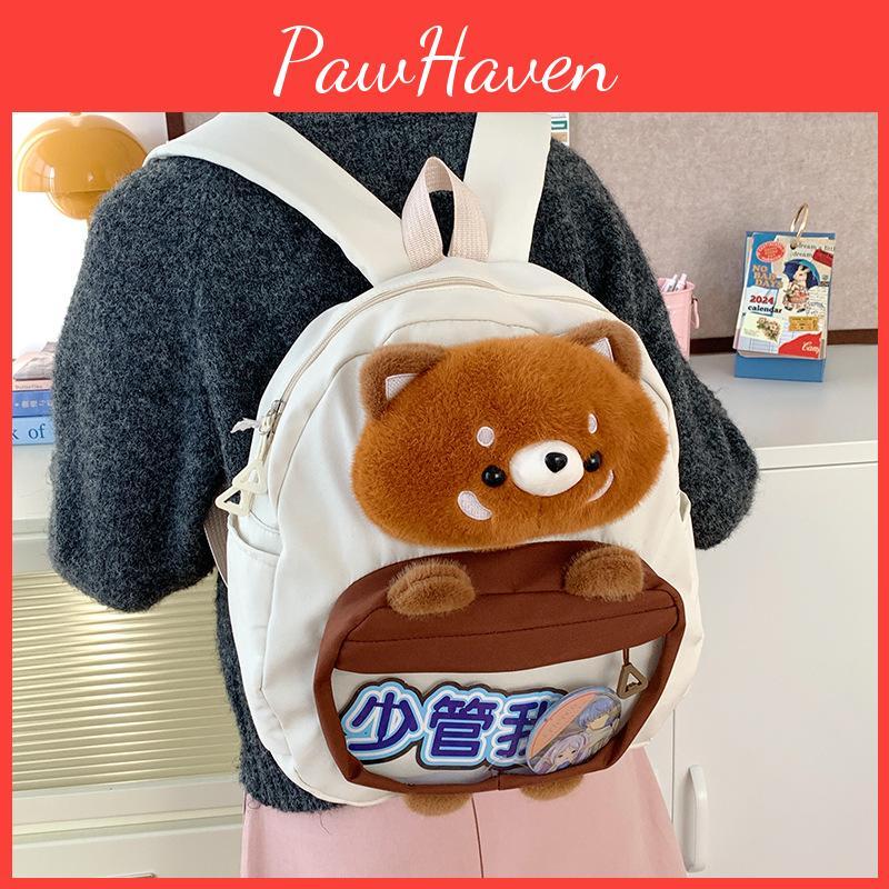 Little Raccoon Plush Cartoon Backpack With Large Capacity For Students Use