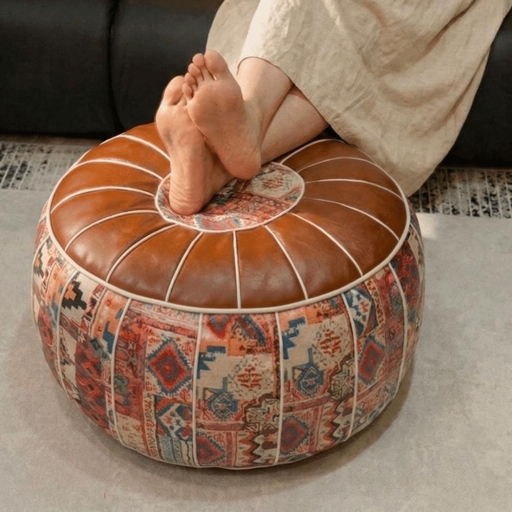Unstuffed Pumpkin Pouf Cover Leather Storage Bag Fillable Design Sofa Stool Cover Meditation Use