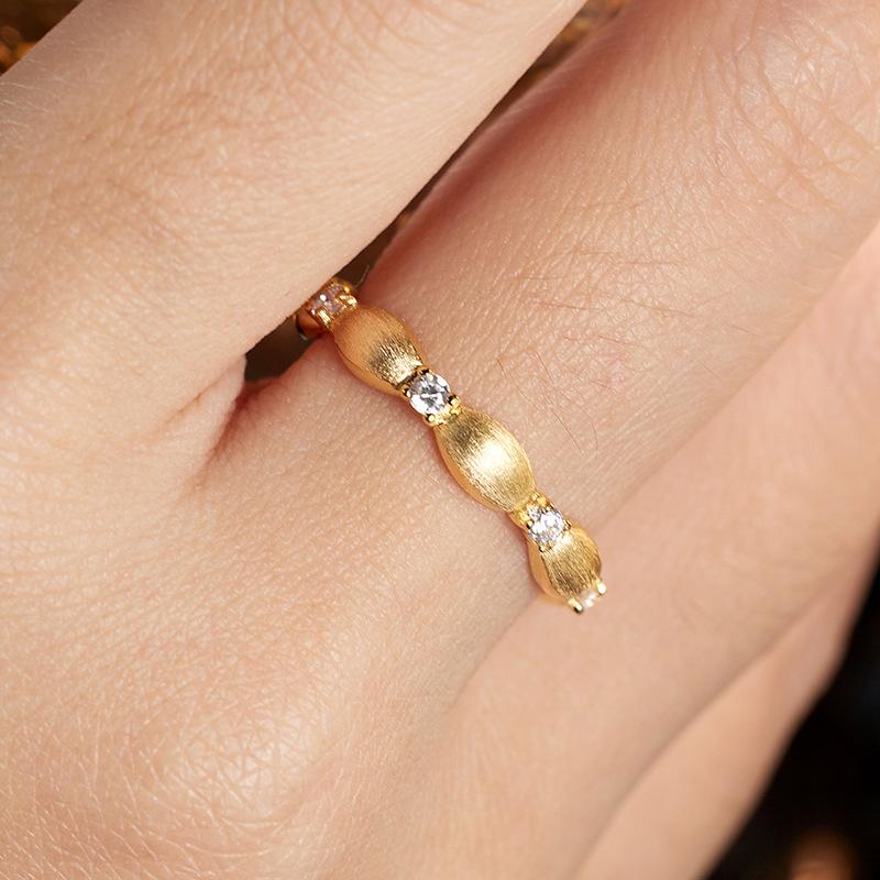Medieval classic brushed ring women's new Italian craftsmanship retro niche design high-end rice ring