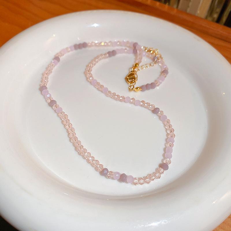 Blue pearl rice bead irregular necklace summer small fresh love collarbone chain 2025 new item necklace women