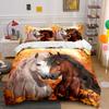 Autumn Horses Decorative Set Soft Skin-Friendly Bedding Set Includes 1 Duvet Cover And 2 Pillowcase Gift