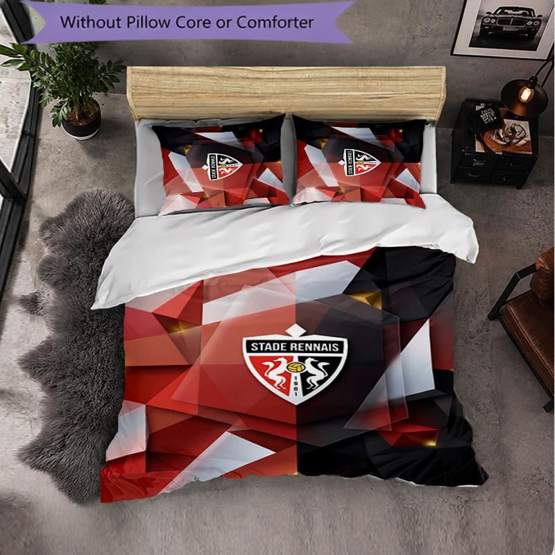 Stade Rennais FC Themed Bedding 3Pcs Duvet Cover Set Decorative Bed Linen For Teen Room Home Decoration