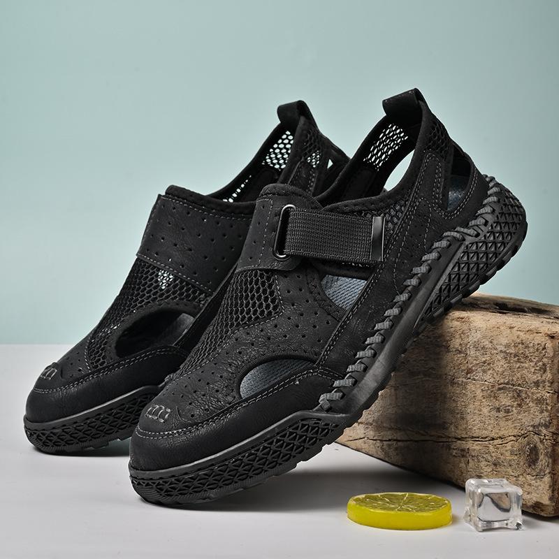 

Летние новые мужские сандалии сетчатые дышащие повседневные туфли для улицы спортивные сетчатые туфли 38 чёрный
