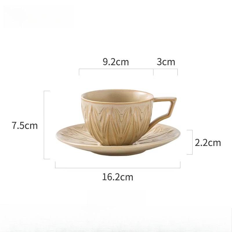 220ml Kiln Transmutation Glaze Craft Retro Design Tea Cup Coffee Cup and Saucer, Art Ceramic Coffee Cup for Latte,Espresso,Cappuccino,Microwave Safe