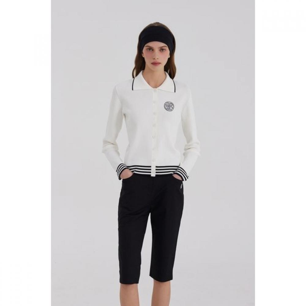 Goxo Knit Cardigan Classic Logo White