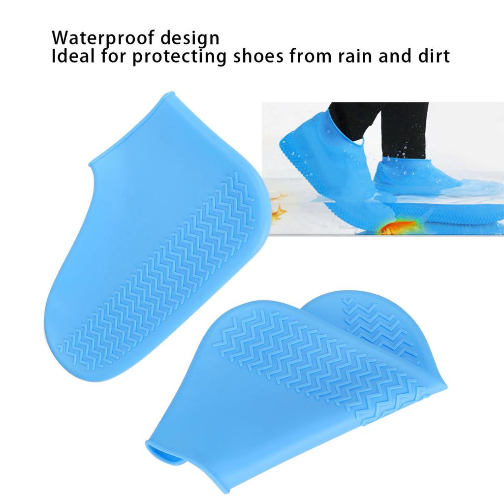 Silicone Waterproof Shoes Cover Outdoor Activity Reusable Non slip Shoes Protector Blue(Blue M)