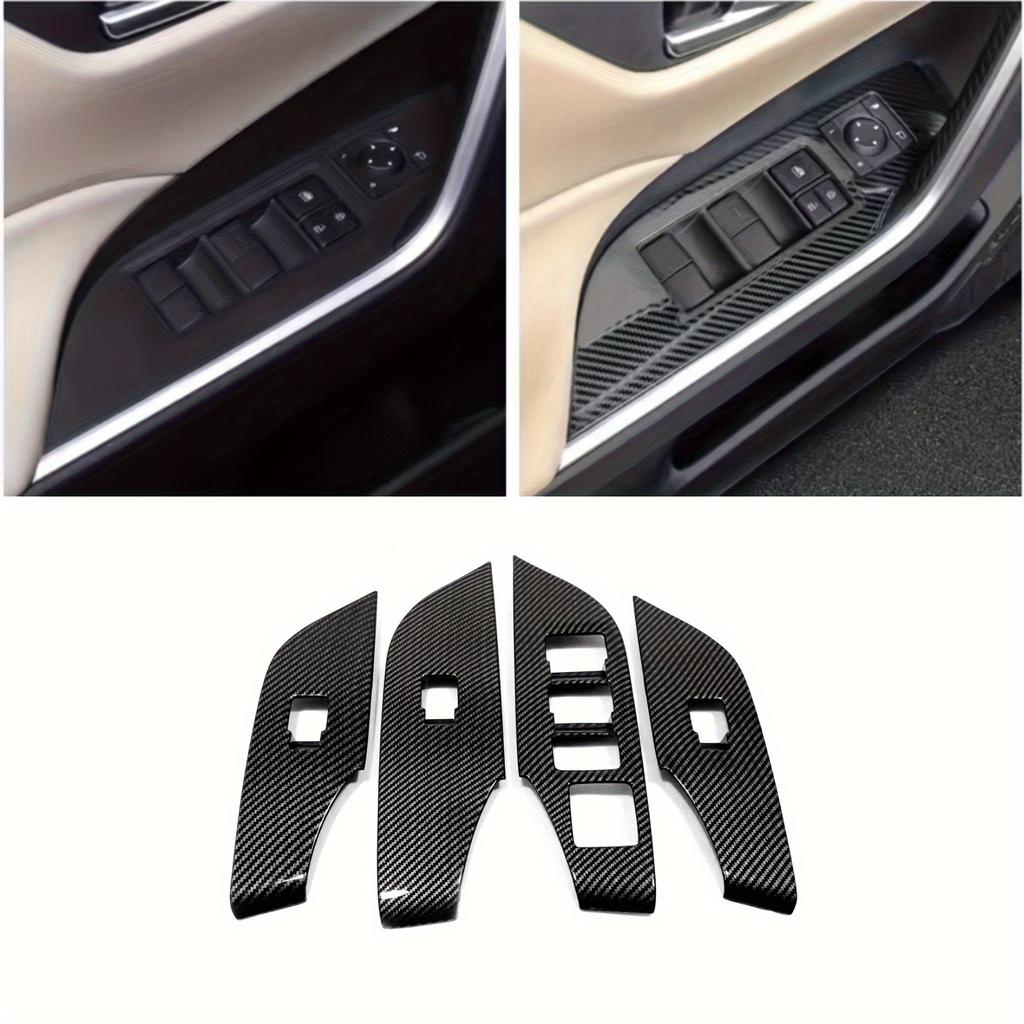 Suitable for ToyotaRAV4 2019-2026Carbon fiber interior door and window control panel cover trimLatch switch decorationNo Battery