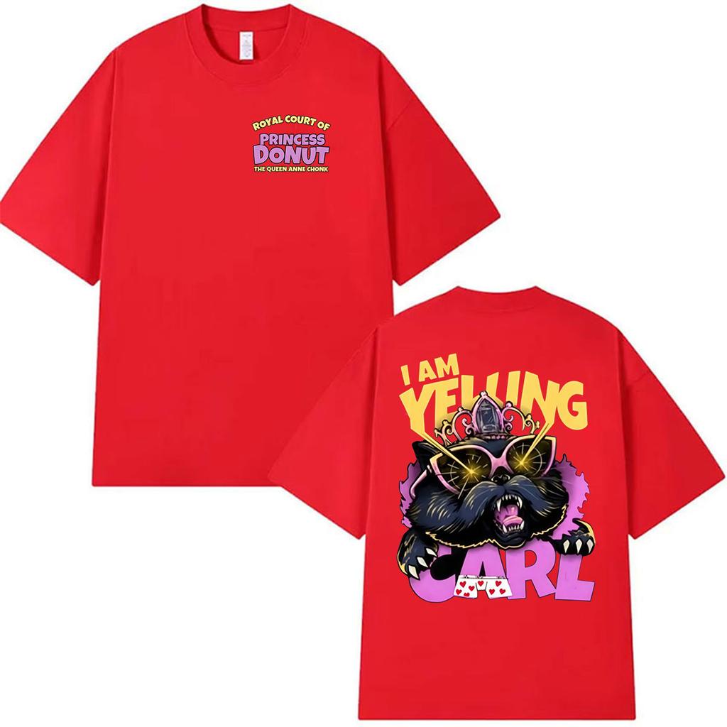 2027 Cool Ich schreie Carl Zwei Seiten Prinzessin Donut T-Shirt Dungeon Crawler Carl Spiel Cosplay T-Shirt Unisex WoUnisex Vintage Kurz S