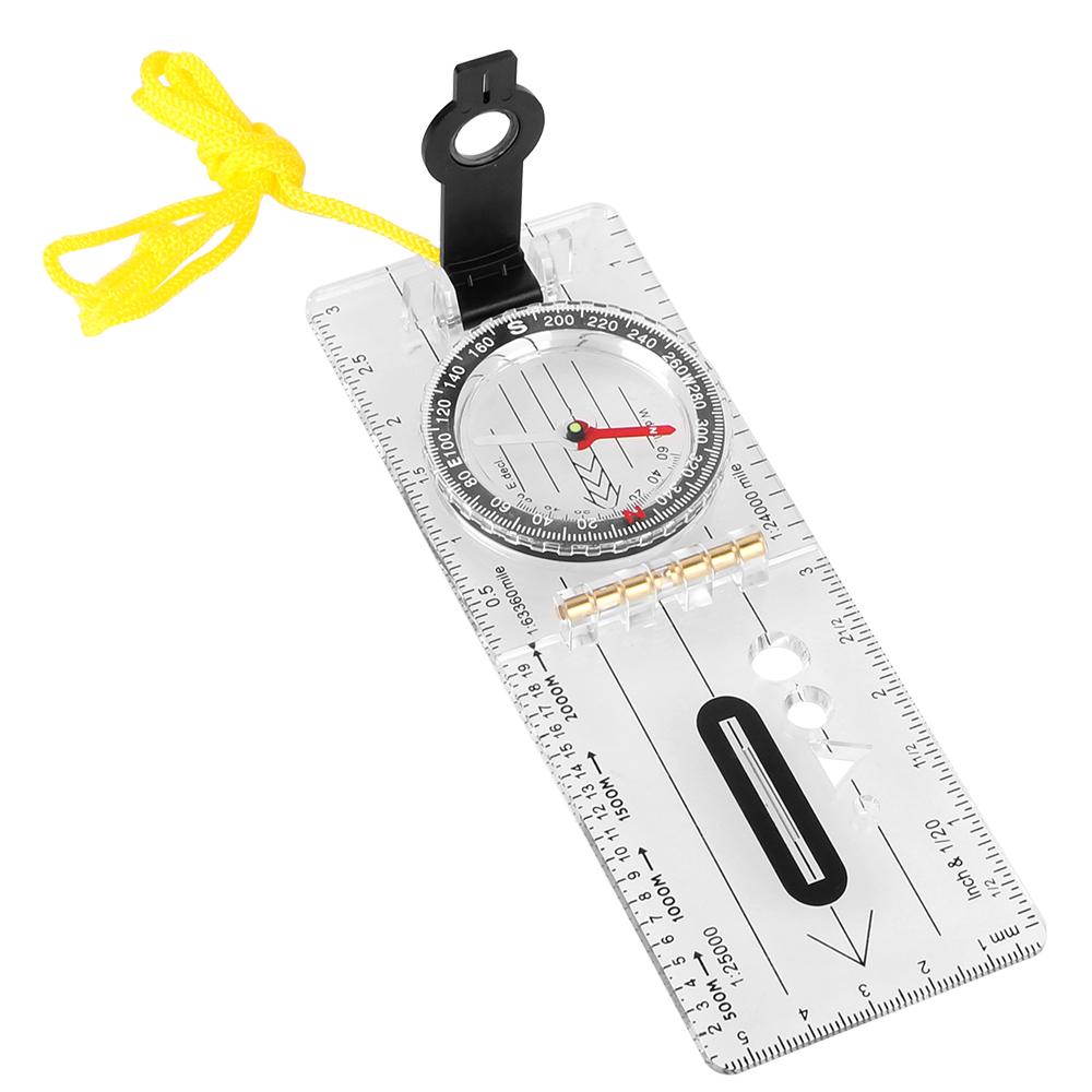 Compass Map Scale Ruler Folding Survival Waterproof Multifunctional for Outdoor Hiking Camping Survival Guiding Tool