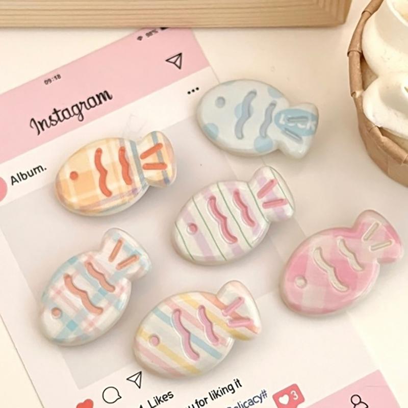 3Pcs/Set Hair Diy Accessories Dopamine Colorful Seabream Braised Series Hair Clip Sweet Girl Side Bang Hairpin