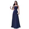Elegant Deep Blue Wrap-Style Backless Maxi Dress With Ruched Shoulder Straps Slim Fit 2026