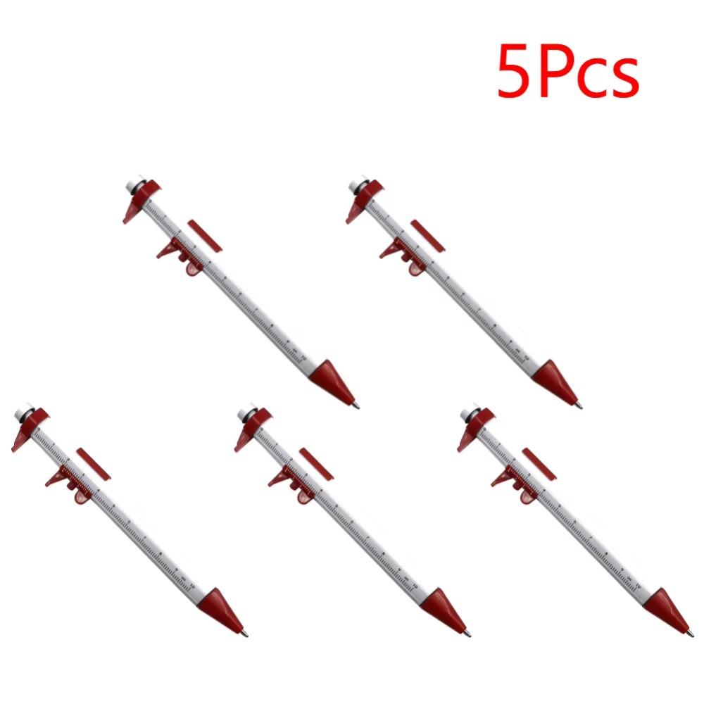 

5 шт. Пластиковые штангенциркули 2 в 1, шариковая ручка, штангенциркуль, линейка, инструмент для деревообработки 5pcs Red