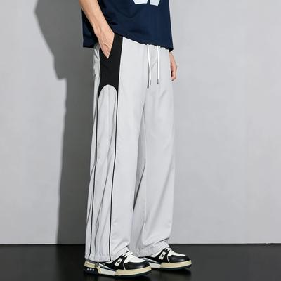 Spring and Summer New European Elastic Quick-drying Light Gray Loose Straight Casual Pants Men's Very Light Pants