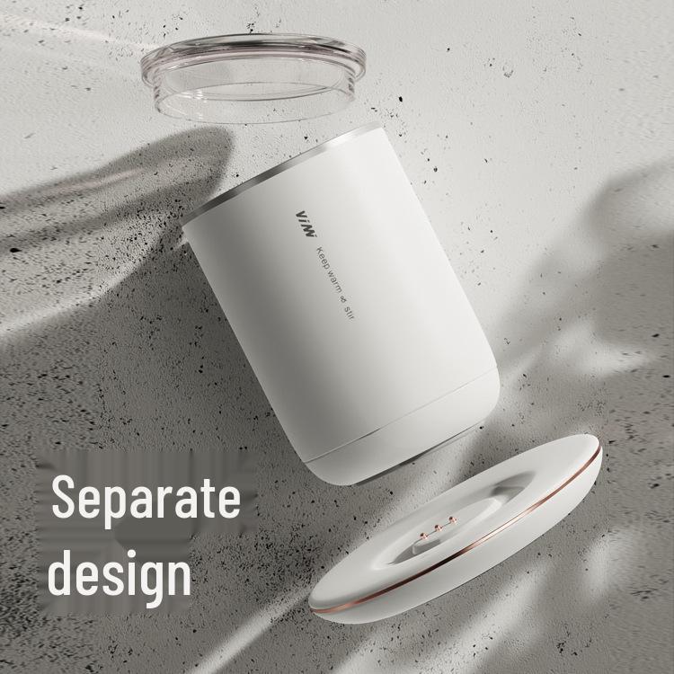 Tazza Riscaldante Magnetica Auto-Mescolante 2-in-1 in Acciaio Inossidabile con Controllo Intelligente della Temperatura e Design a Doppia Parete