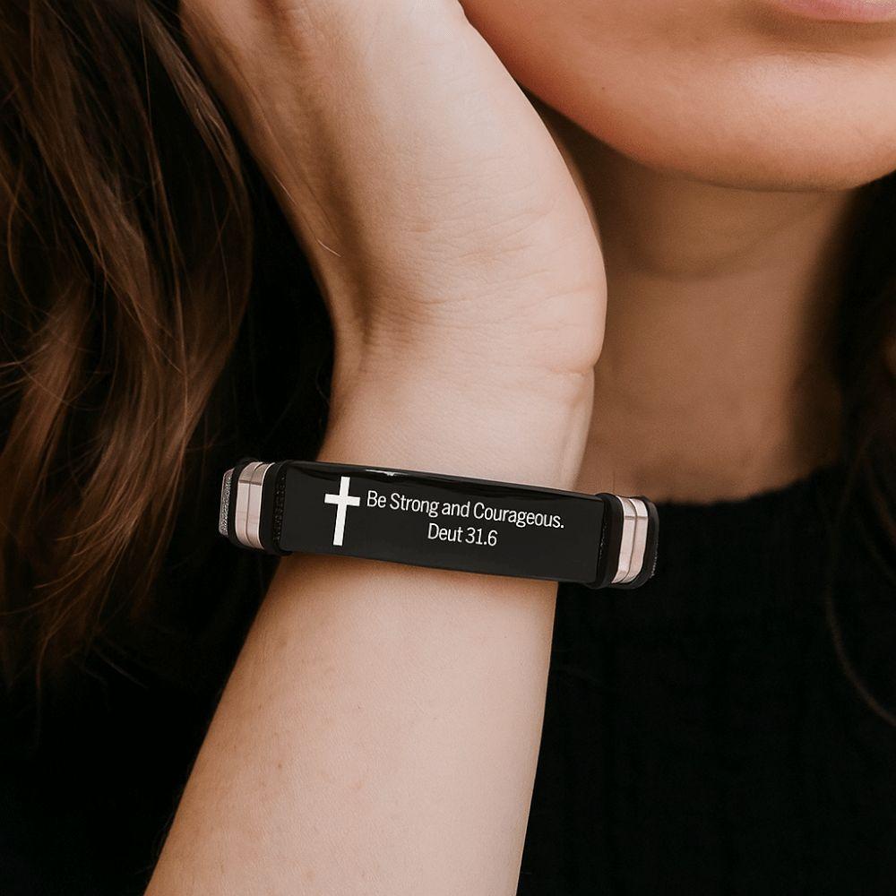 Adjustable Inspirational Quotes Braclets Stainless Steel/PVC Bible Verse Bracelet  Faith Gifts