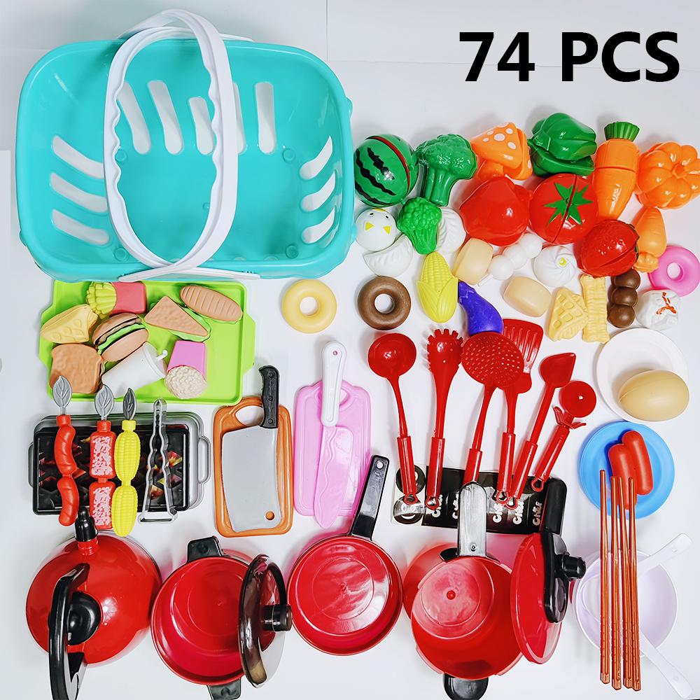 Non-Toxic Simulation Education Pretend Play Children Toys Kitchen Toys Set For Kids Baby Toys Cutting Fruit Cooking Kitchen Utensils Childrens
