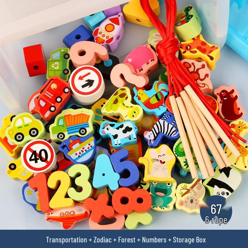 Wooden Bead Stringing Toy for Children's Educational Development