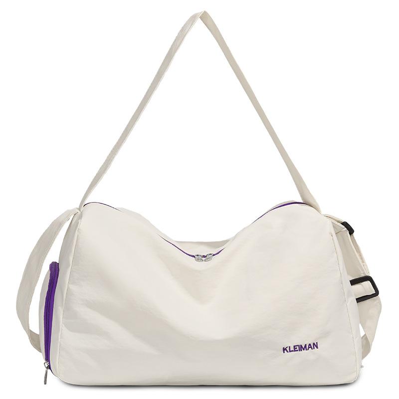 

Solid color simple casual fitness bag large capacity go out short shoulder messenger bag light fashion portable travel bag білий
