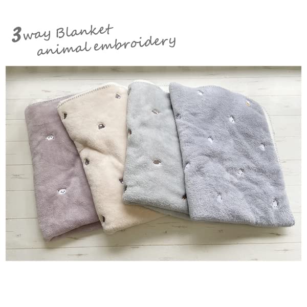 Twin Stream Stream Market Fluffy Animal Blanket, 3-Way, 100x70cm, Embroidered Panda, Pink, FB0172-PI