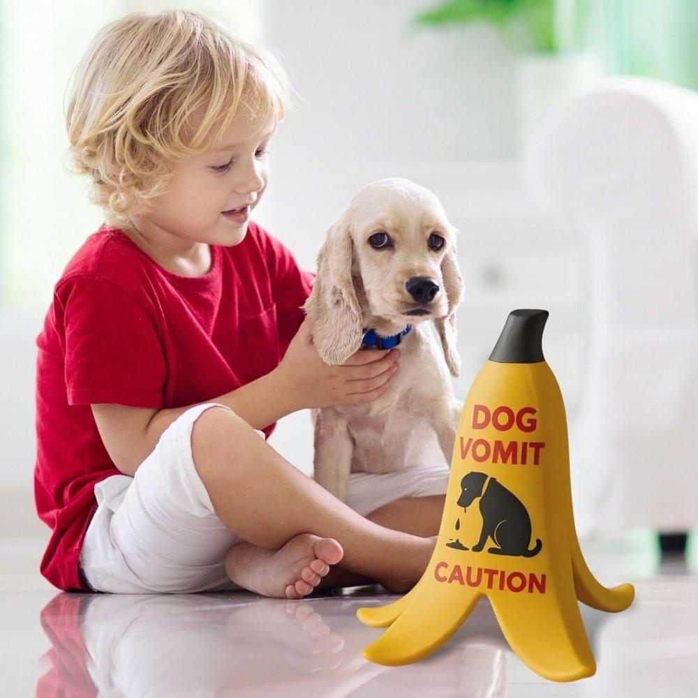 Banana Peel Shape Cat Vomit Caution Sign Gift Warning Sign Cute Dog Vomit Sign  for Home Office