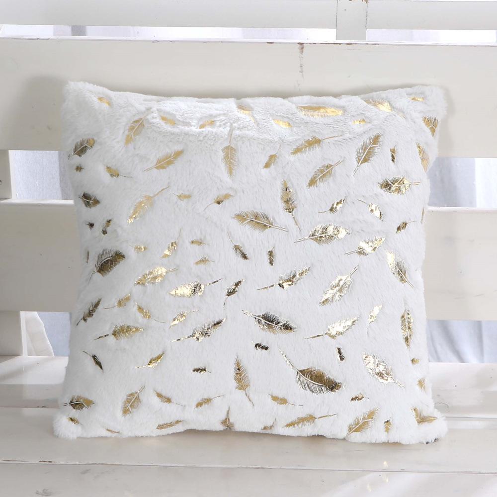 Hot Stamping Plush Leaf Series Pillow Pillow Case Pillow Bed Bedside Pillow