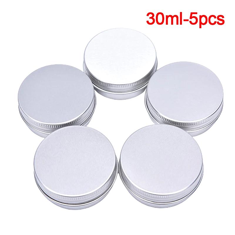 5 Pcs Aluminum Mini Round Tin Metal Container Bottles Storage Jar Screw Lids Box Cosmetic Travel Packaging Can Circular Box