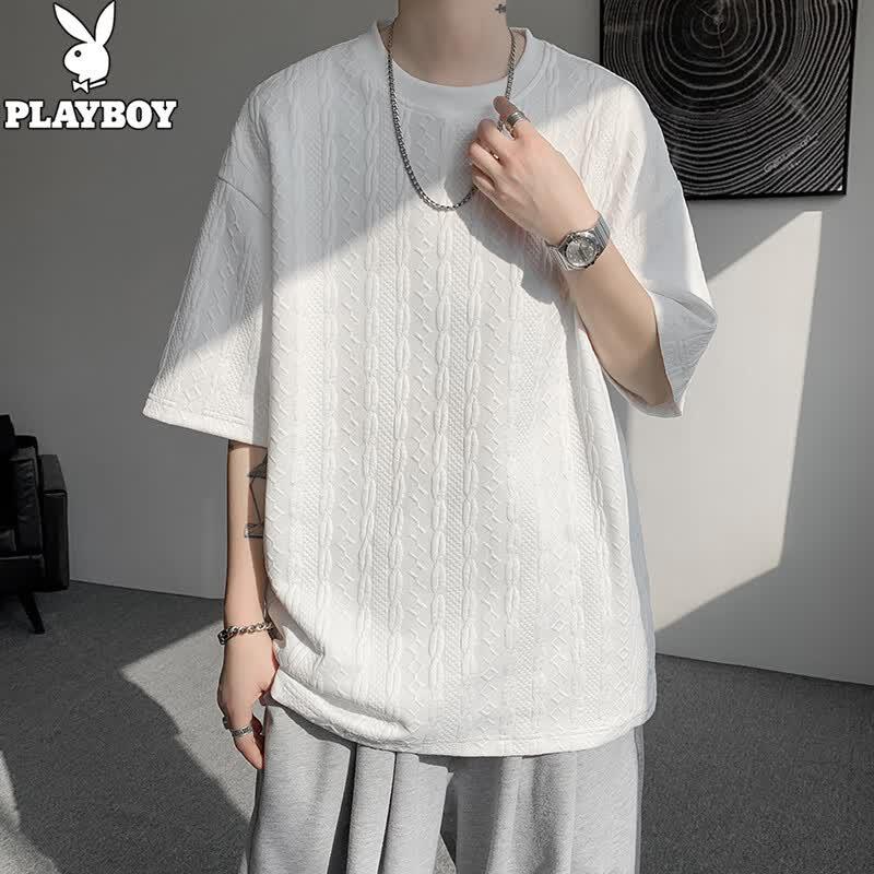 

PLAYBOY Men s Breathable Jacquard Short Sleeve T-Shirt M