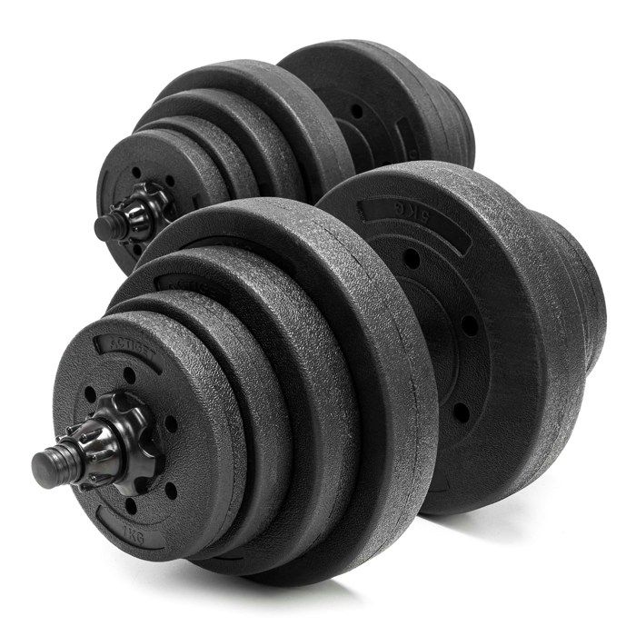 Haltères avec charge réglable 30 kg pour la musculation, set 2x15 kg, plaques, barre