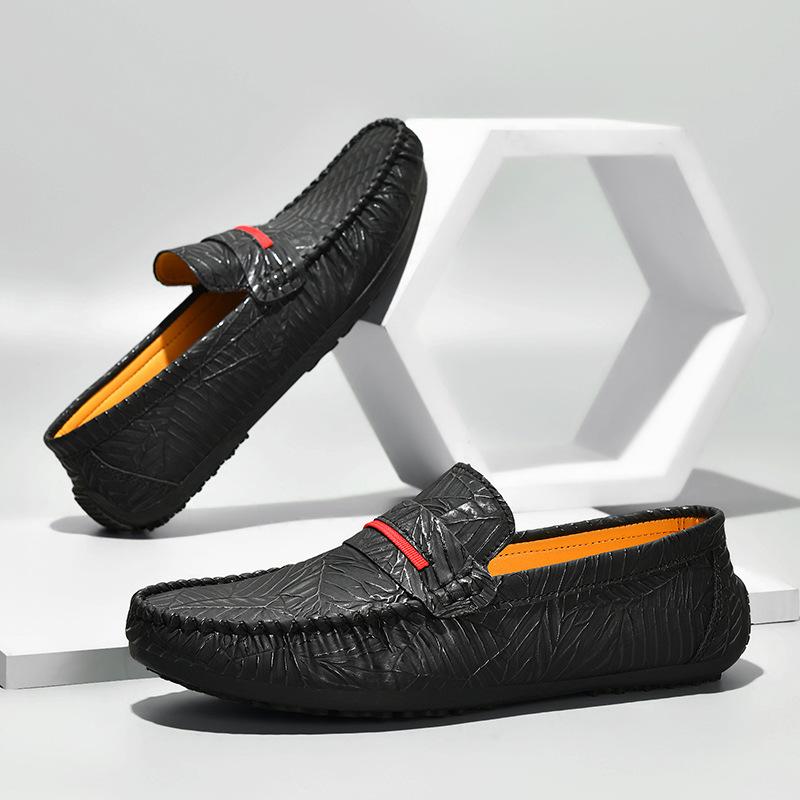 

Driving shoes men s 2025 retro summer beanie shoes trend one pedal lazy shoes British style small leather shoes 39 чёрный