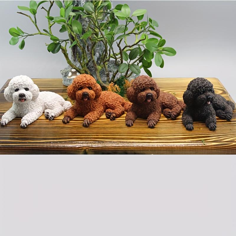 Für Miniatur-Teddyhund-Armaturenbrett-Ornament - Niedliches Pudel-Design, Harzmaterial, Ideal für Auto-Innenraum und Wohnkultur