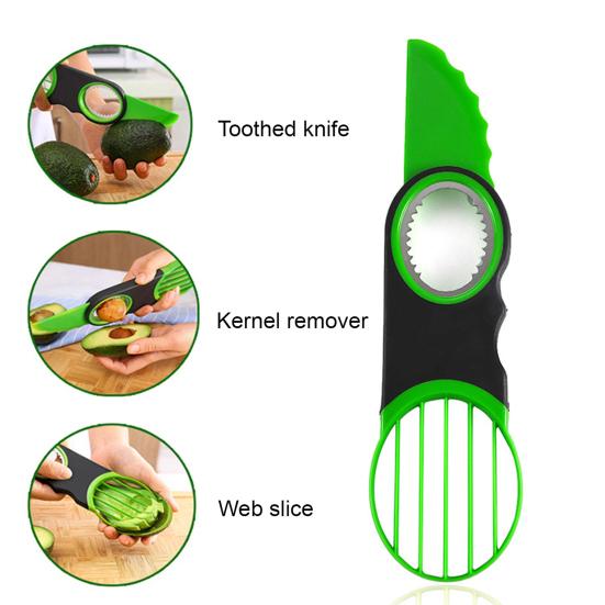 Avocado Kiwi Slicer with Corer Stainless Steel Fruit Cutter for Guacamole Salad Effortless Pitting Slicing Dishwasher Safe Essential Kitchen Tool