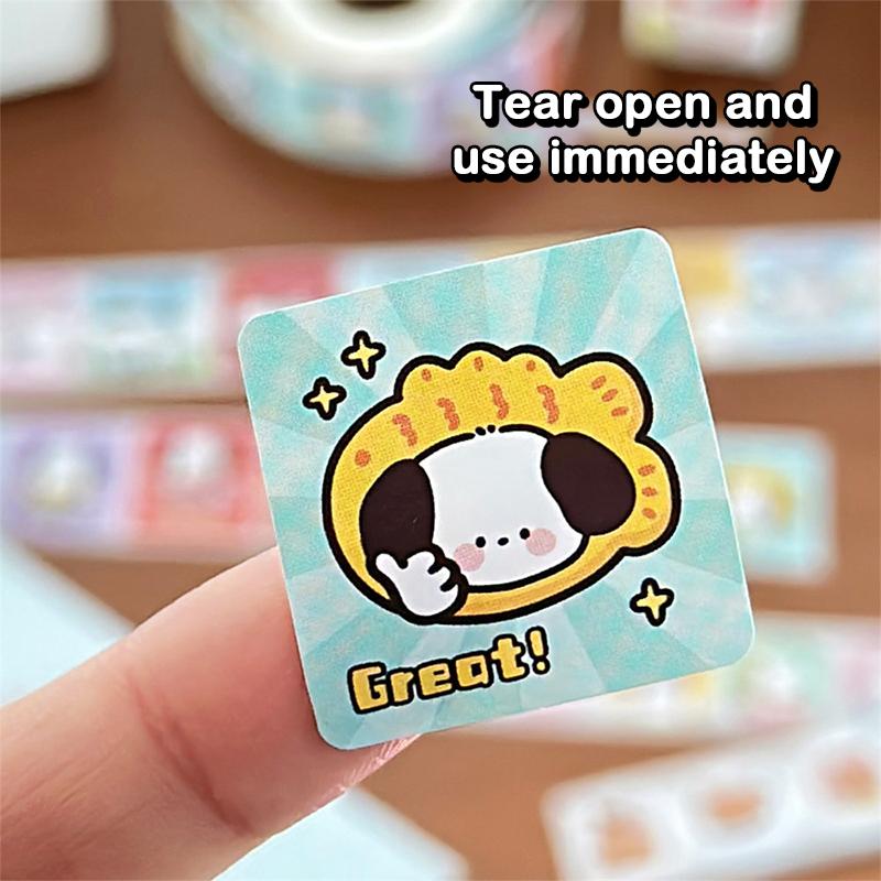 300Pcs/Roll Cartoon Animal Sticker Capibara Kapibala Puppy Hand Account Decals Gift Bag Sealing Sticker Cake Baking Label