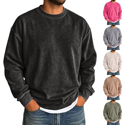 T-shirt à manches longues pour homme, épaules tombantes, col coloré, pour un look décontracté d'automne