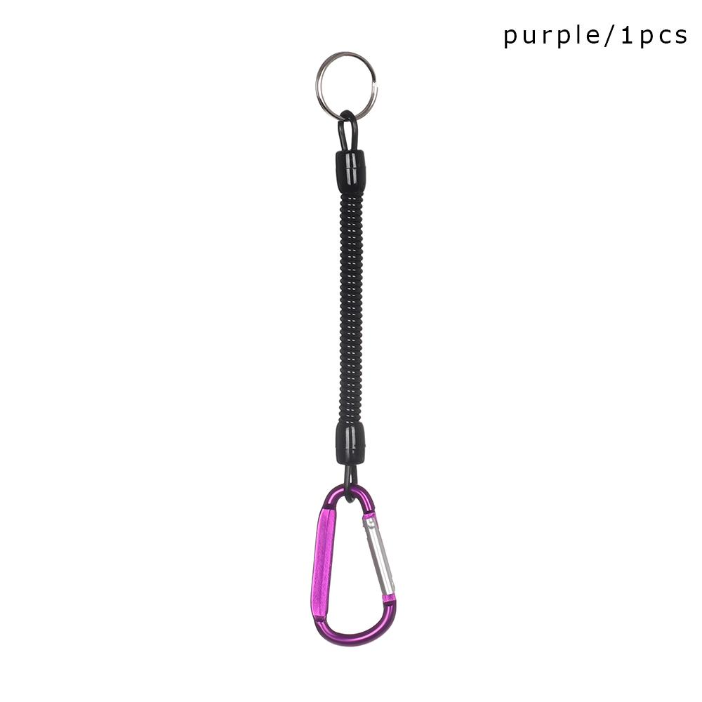 

1Pc Camping Carabiner Keychain Plastic Retractable Tether Spring Elastic Rope Portable Outdoor Climbing Accessories Home Tool