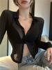 Women's Summer High Waist Black Mesh Shirt - Spicy, Chic, Sexy Sun Protection Top