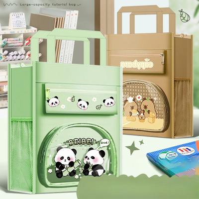 Student Schoolbag Panda Tutoring Bag Tote Bag Book Bag  Students File Bag for Boys and Girls Tutoring Bag Handbag Large Capacity Backpack