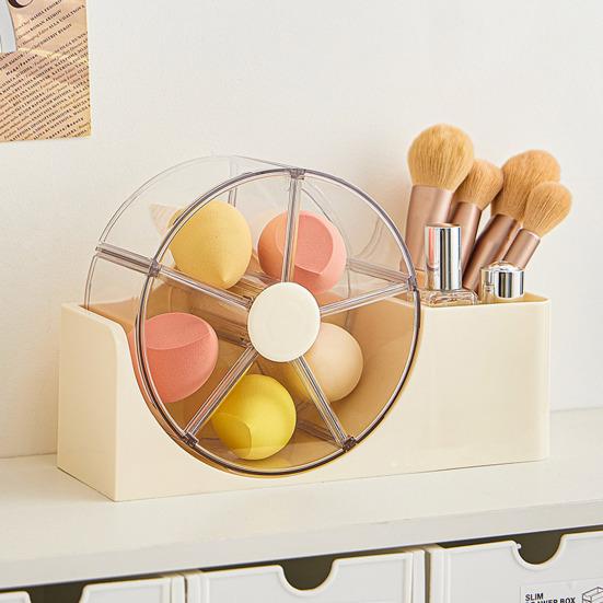 Storage Rack with Clear Windmill Shape Organizer Large Capacity Cosmetics Organizer Dustproof Cosmetic Case for Bathroom Desktop