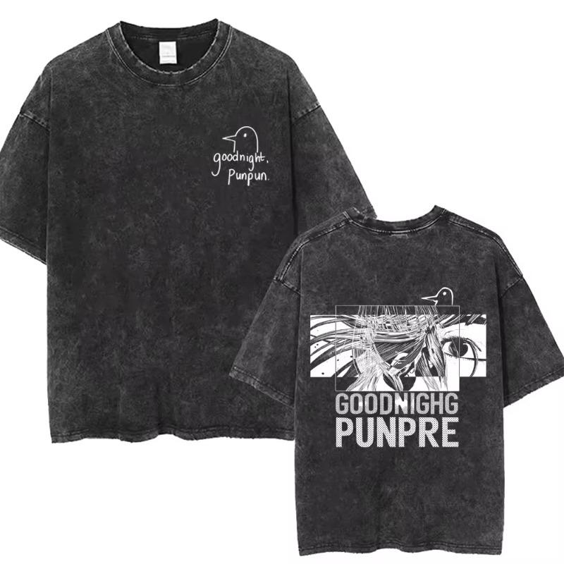 Washed Vintage Anime Oyasumi Goodnight Punpun Onodera T-shirt Aiko Tanaka Graphic T Shirts Men Women Manga Oversized T-shirts