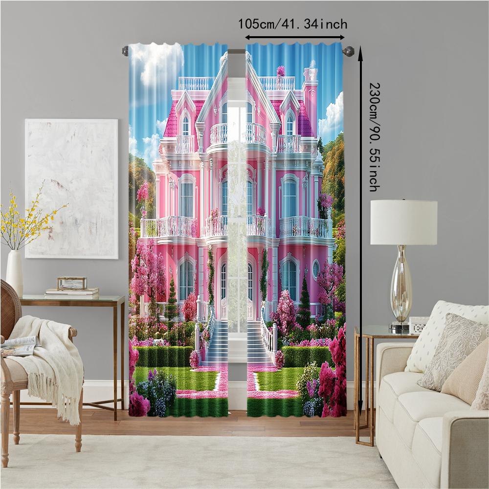 2 pcs   versatile polyester transparent curtains for home decoration Dreamy Pink for use in bedrooms and living rooms