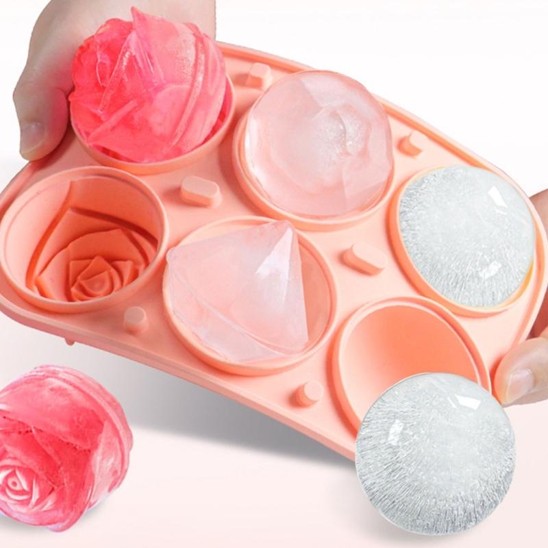 Food Grade Ice Ball Maker Rose Diamantine Sphere Design Ice Mould Nonstick Silicone Tray For Chilling Drink